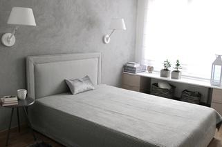 Pomysł na aranżację sypialni. Nowoczesne, romantyczne wnętrze w kolorach bieli i szarości [ZDJĘCIA] 