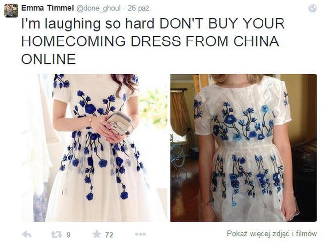 Nie zamawiaj sukienek z Chin