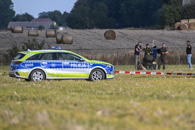 Miejsce upadku rosyjskiego drona w Wohyniu