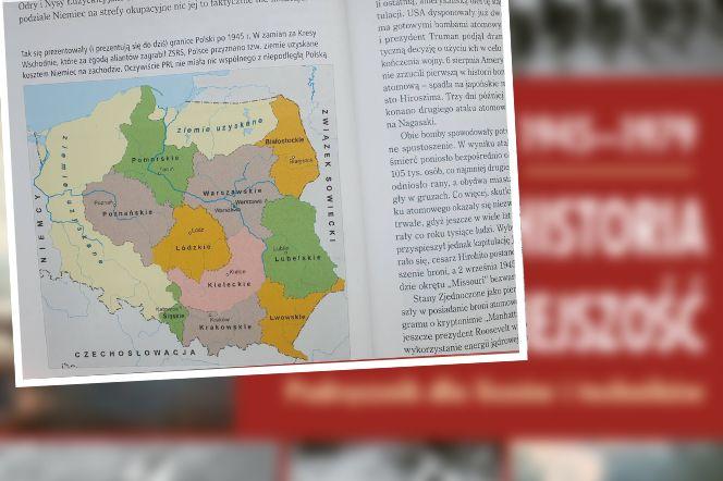 Nieaktualna mapa Polski w podręczniku do HiT-u. Miasto znalazło się poza granicami kraju