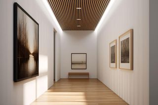 Lamele na suficie w przedpokoju