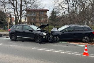 Karambol na ul. Braci Saków w Tarnowie 21.11.2024 r.