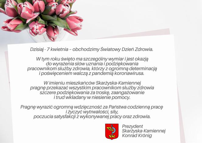 Prezydent Skarżyska składa życzenia Białemu Personelowi