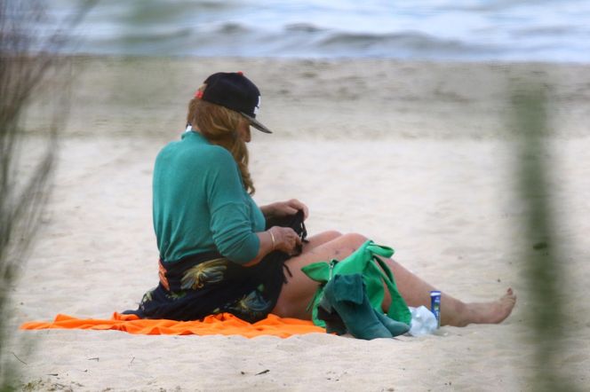 Agnieszka Fitkau-Perepeczko na plaży w Sopocie