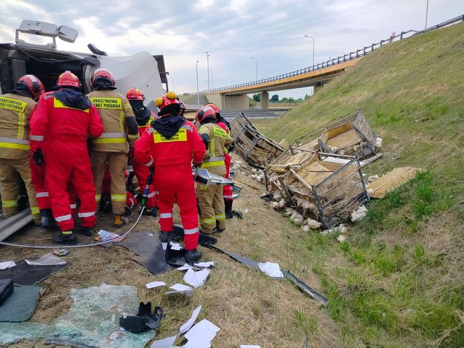 Wypadek w Elizówce. Kierowca był zakleszczony w pojeździe