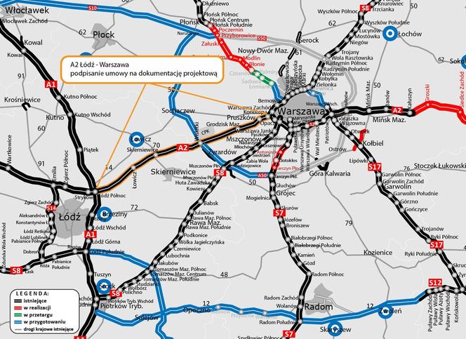 Autostrada z Łodzi do Warszawy będzie mieć 3 pasy ruchu