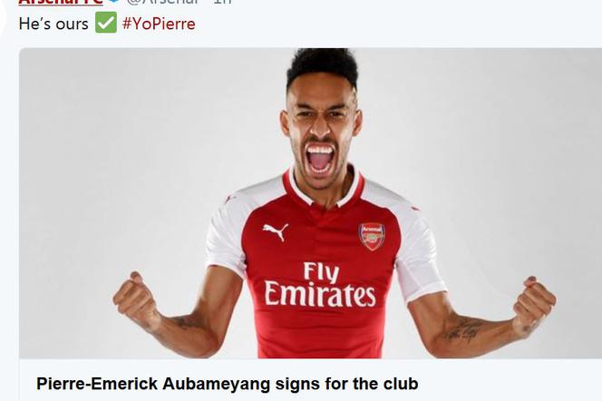 Pierre-Emerick Aubameyang w koszulce Arsenalu