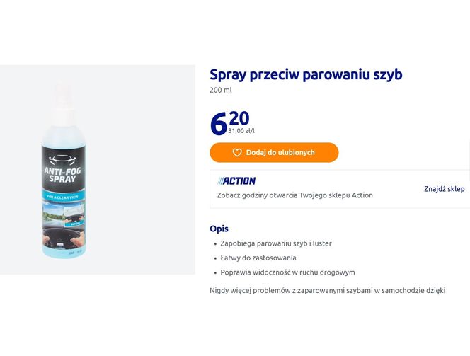 Sprej do szyb Action