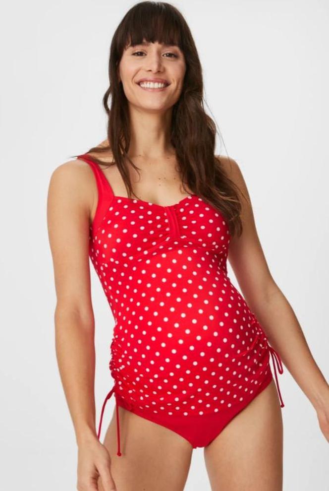 Czerwony kostium kąpielowy ciążowy, C&A, 130zł