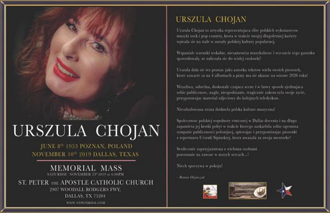 Polonia pożegnała gwiazdę country Urszulę Chojan