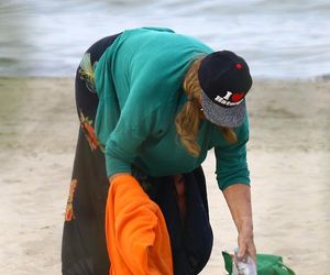 Agnieszka Fitkau-Perepeczko na plaży w Sopocie
