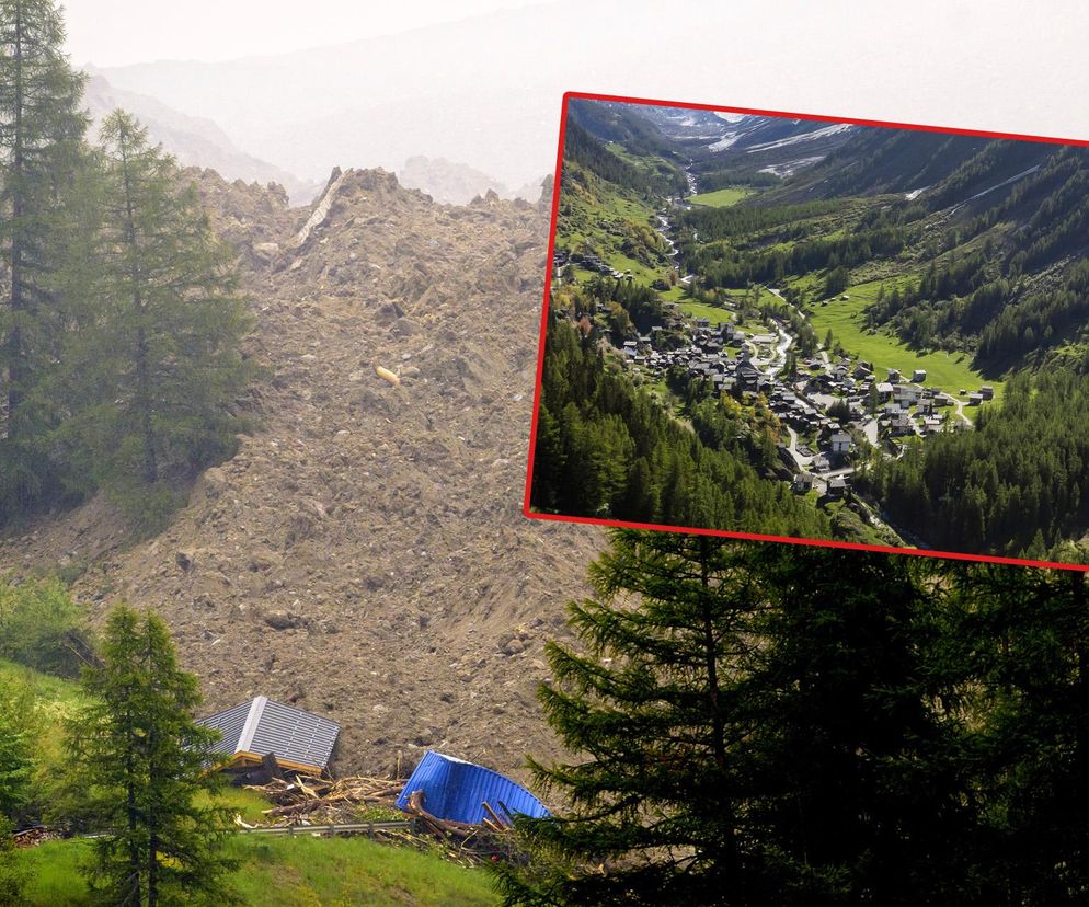 Szwajcaria. Kamienna lawina pogrzebała alpejską wioskę, gdy oderwał się ogromny fragment lodowca
