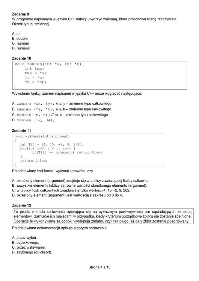 Egzamin zawodowy informatyk - przykładowe zadania. Nazwa kwalifikacji: Projektowanie, programowanie i testowanie aplikacji
