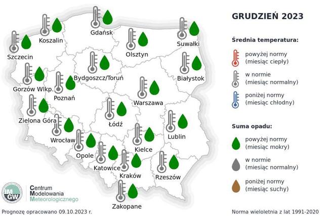 Prognoza pogody na grudzień 2023 r.