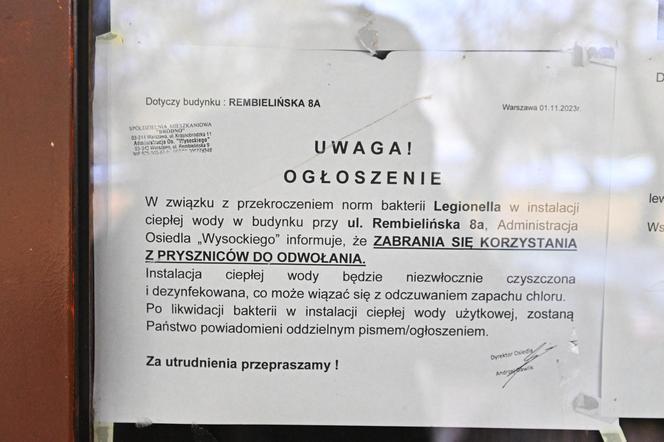 Legionella zaatakowała blok na Bródnie. Administracja ostrzega, mieszkańcy panikują