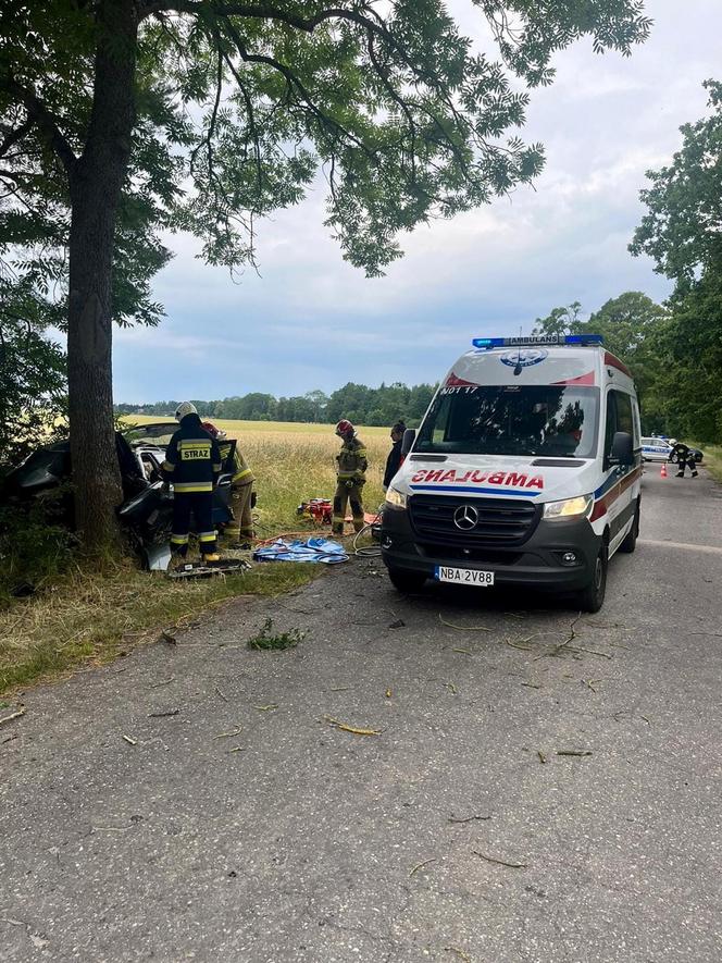 Dramat na drodze pod Bartoszycami. Pijany 18-latek wjechał w drzewo!