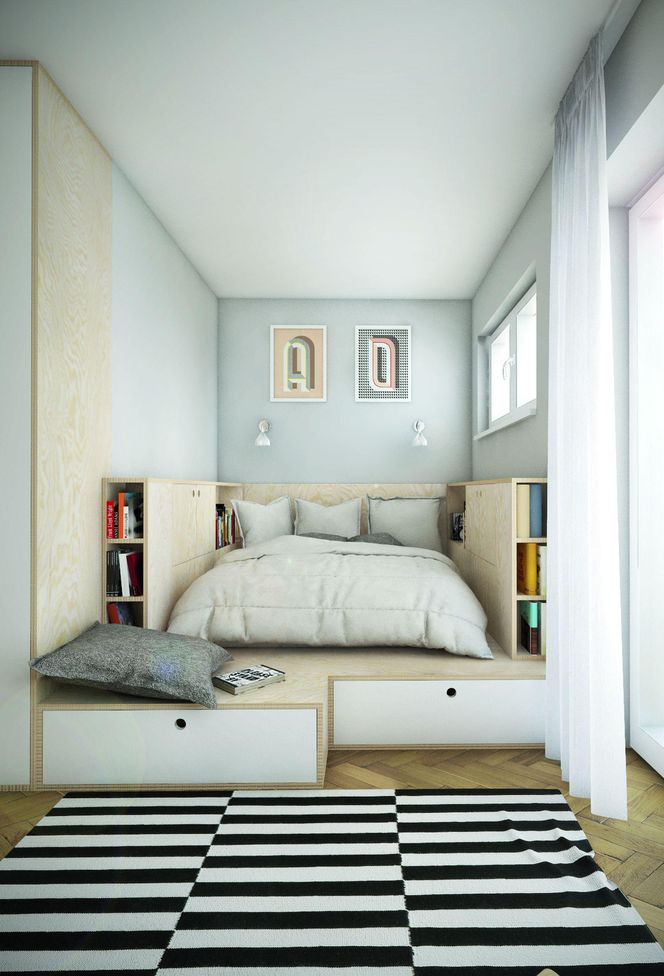 Wnętrza z podestami i podłogą na różnych poziomach