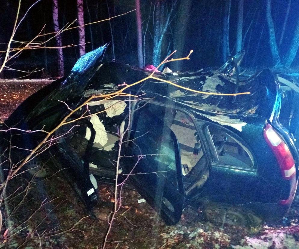 Potworny wypadek z udziałem pijanego kierowcy. Zjechał z jezdni i huknął wprost w drzewo!