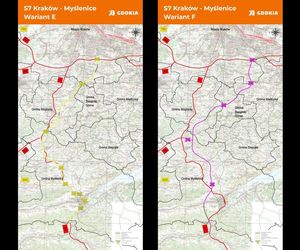 Sześć wariantów przebiegu trasy S7