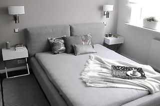 Pomysł na szarą sypialnię - przytulne i bardzo eleganckie wnętrze