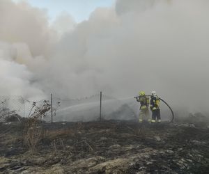 Strażacy walczyli z ogniem na składowisku odpadów w Bełżycach