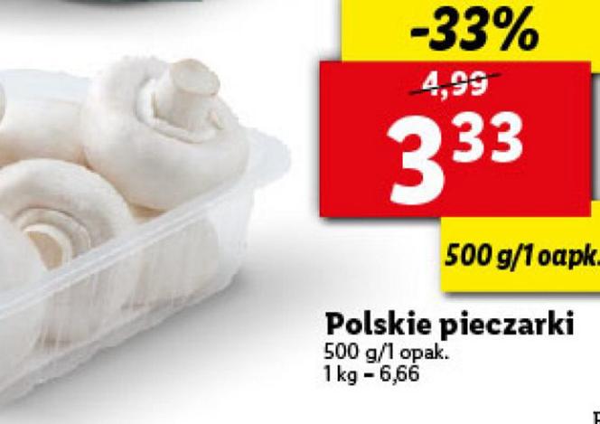 polskie pieczarki 3,33 zł/500 g
