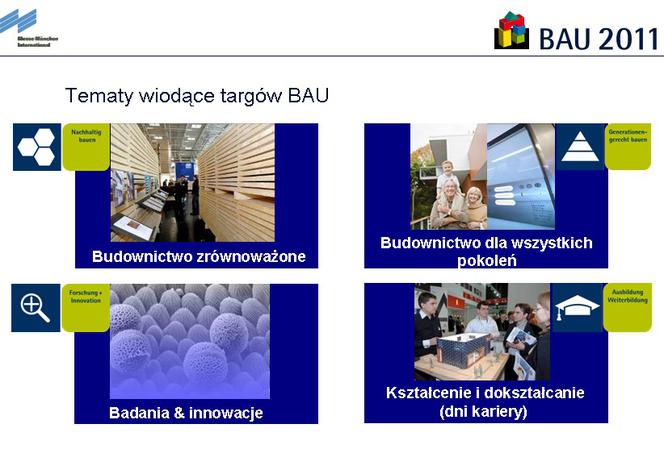 Światowe Targi Architektury, Materiałów i Systemów Budowlanych w Monachium, czyli BAU 2011