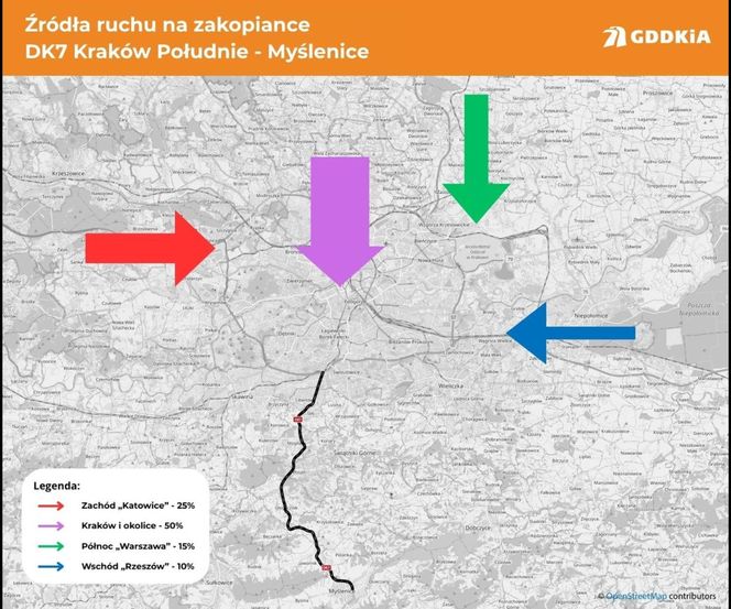 Sześć wariantów przebiegu trasy S7
