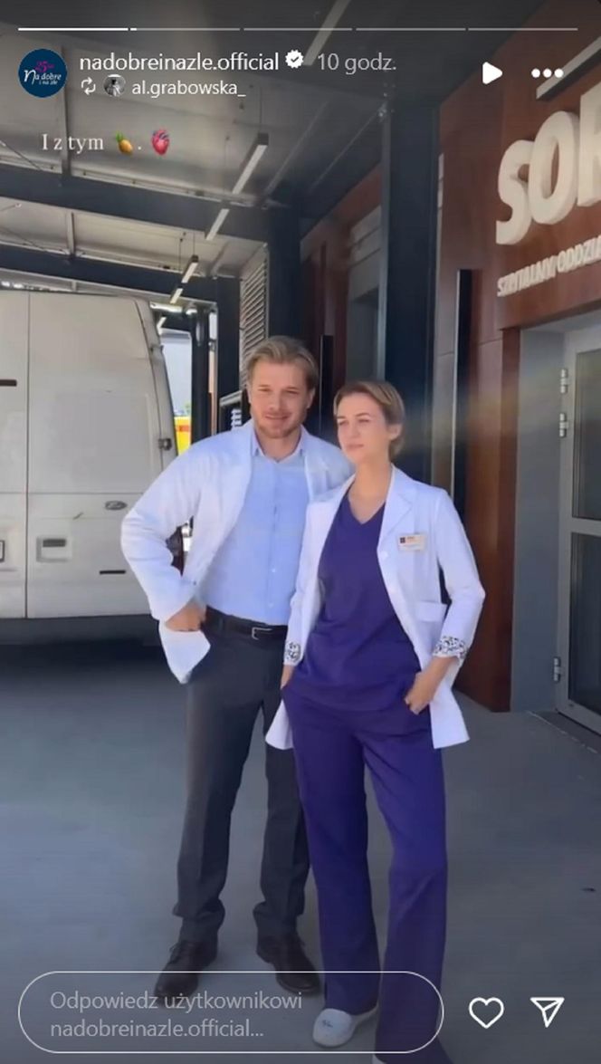 Na dobre i na złe nowy sezon. Maks (Tomasz Ciachorowski), Gloria (Aleksandra Grabowska) na planie