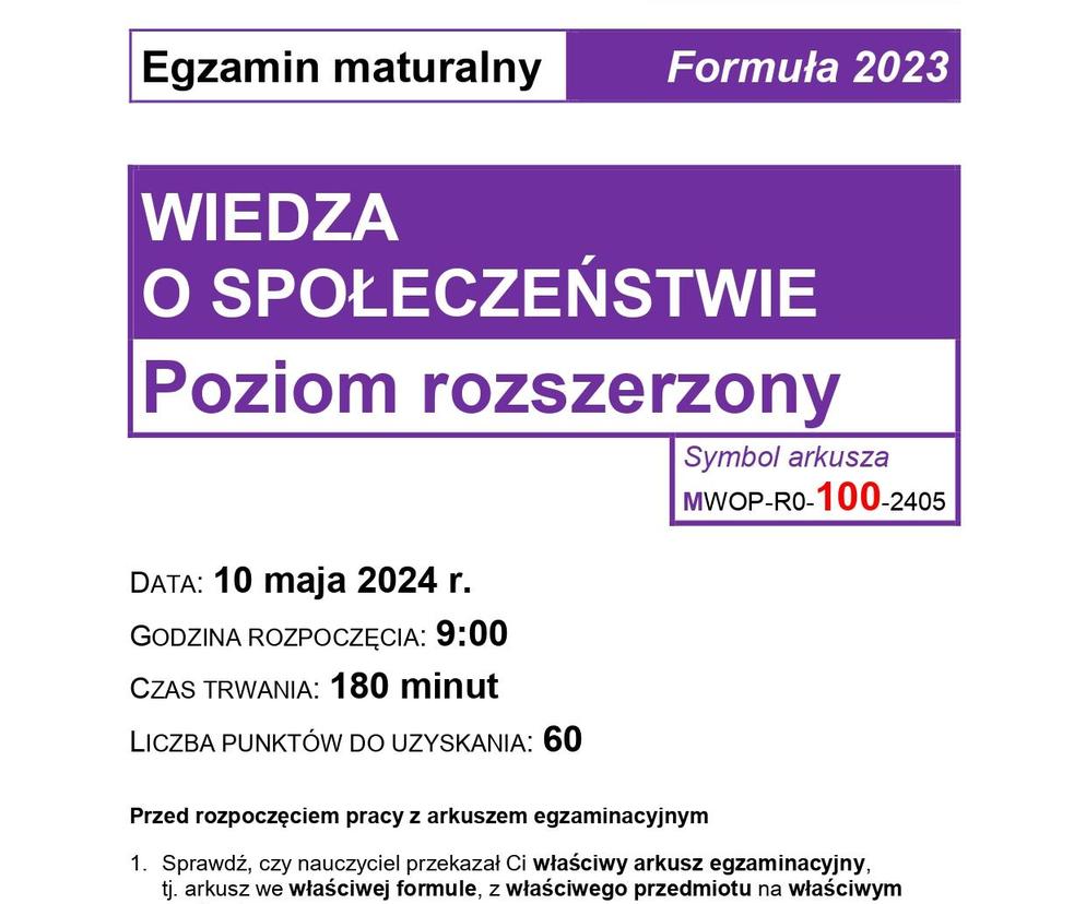 WOS 2024 - matura, arkusze CKE (formuła 2023)