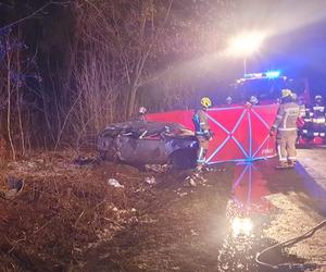 Potworny wypadek pod Łosicami. 17-latek roztrzaskał auto na drzewie. Jego pasażer nie żyje