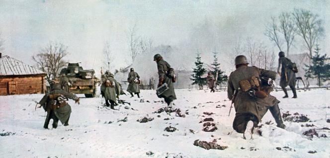 Niemiecka piechota na obrzeżach Moskwy, październik 1941. 
