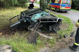 Powiat łukowski: Audi roztrzaskało się na drzewie