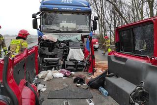 Makabryczny wypadek w Przęsocinie. Dwie osoby nie żyją po zderzeniu tira z busem [ZDJĘCIA]