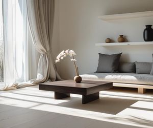 Wnętrze w stylu japandi wygenerowane przez AI w Canvie
