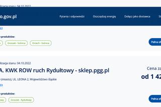 Ceny węgla ze strony cieplo.gov.pl