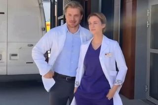 Na dobre i na złe nowy sezon. Maks (Tomasz Ciachorowski), Gloria (Aleksandra Grabowska) na planie