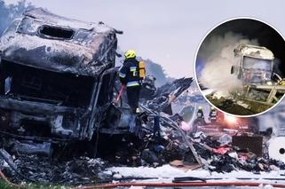 Koszmarny wypadek na autostradzie A4. 44-letni kierowca spłonął w kabinie ciężarówki