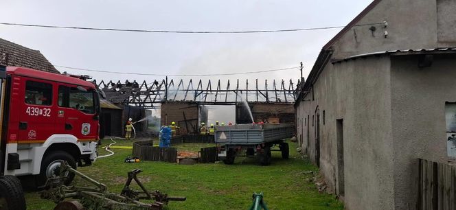 Duże straty po pożarze stodoły w Krzepielowie niedaleko Sławy [ZDJĘCIA]