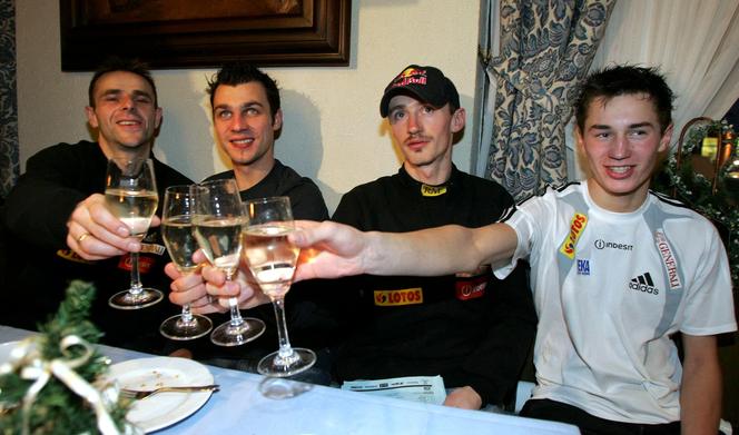 Kamil Stoch, Adam Małysz, Robert Mateja i Marcin Bachleda