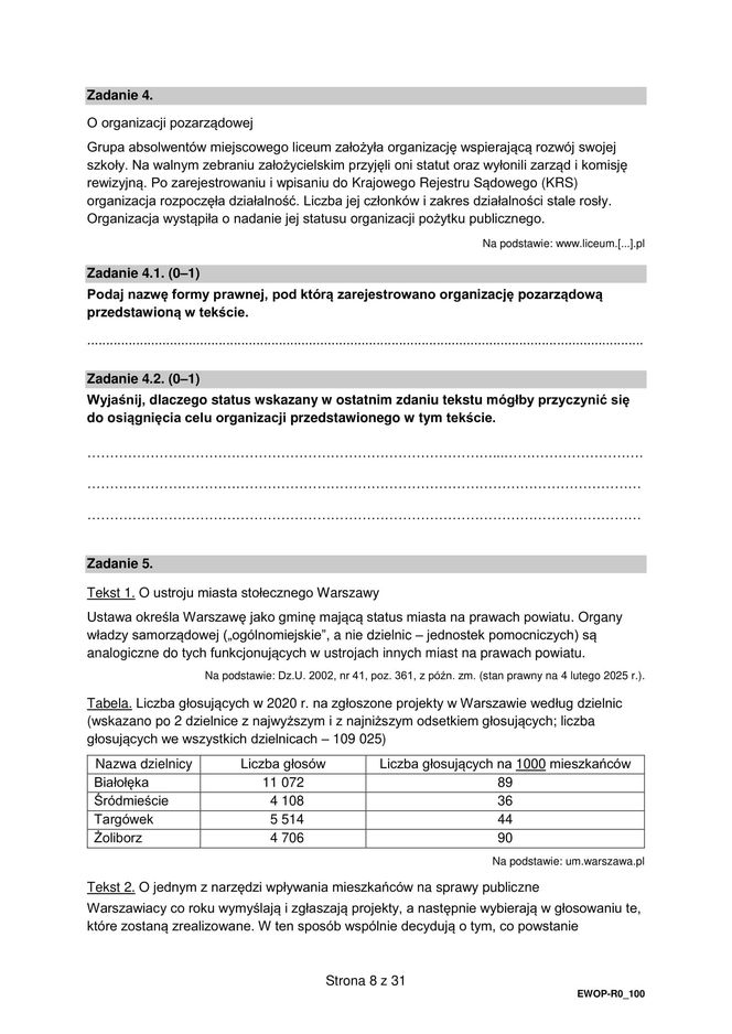 Matura 2025: WOS poziom rozszerzony 13.05.2025. ARKUSZE CKE [Formuła 2015]	