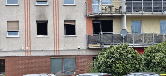 Budynek przy ul. Lubickiej po pożarze