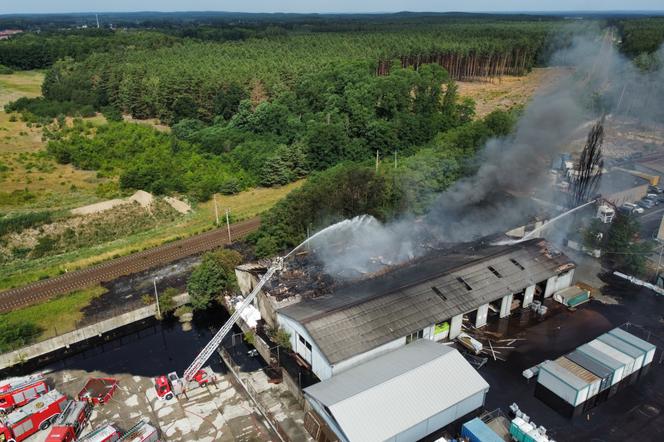 Trwa dogaszanie pożaru chemikaliów w Przylepie pod Zieloną Górą