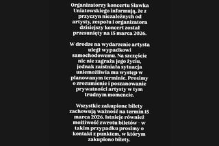 Odwołany koncert i rozbite samochody. Sławek Uniatowski brał udział w drogowym karambolu