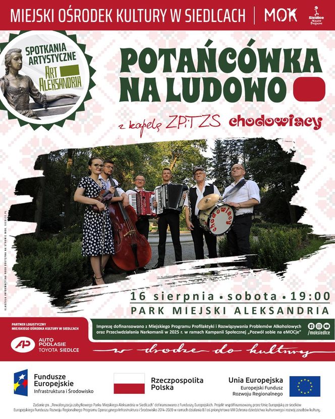 Potańcówka na ludowo z kapelą zespołu „Chodowiacy” już 16 sierpnia w parku Aleksandria w Siedlcach