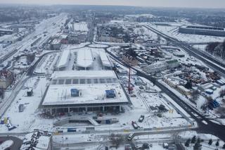 Budowa Dworca Metropolitalnego w Lublinie w zimowej odsłonie