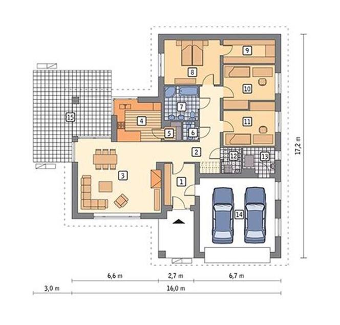 Projekt domu Szafranowy z katalogu Muratora - plan wariantu II