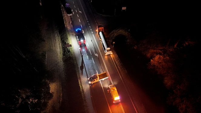 Przewalona cysterna z azotem w Skuszewie.