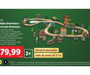 Lidl, kolejka drewniana - farma lub dinozaury, 79,99 zł