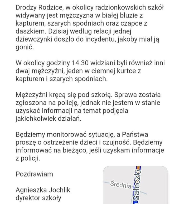 Mężczyzna gonił uczennicę szkoły podstawowej w Radzionkowie? Sprawę zgłoszono na policję